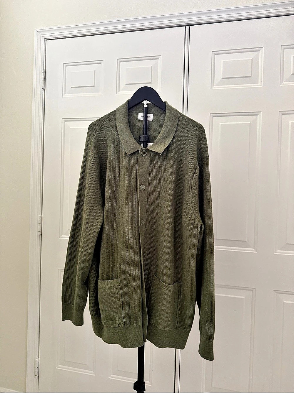 Goodfellow & Co Men's Collared Cardigan Sweater Green XXL